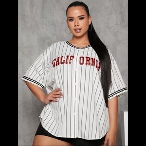 *new* oversized baseball jersey inspired blouse